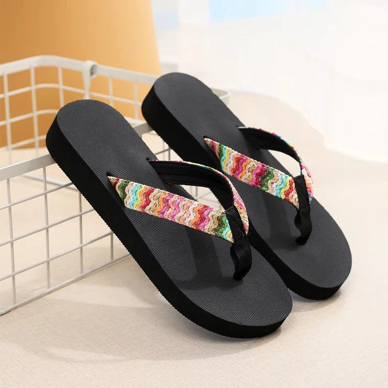 Women's Bohemian Beach Flip Flops – Flat EVA Summer Slippers