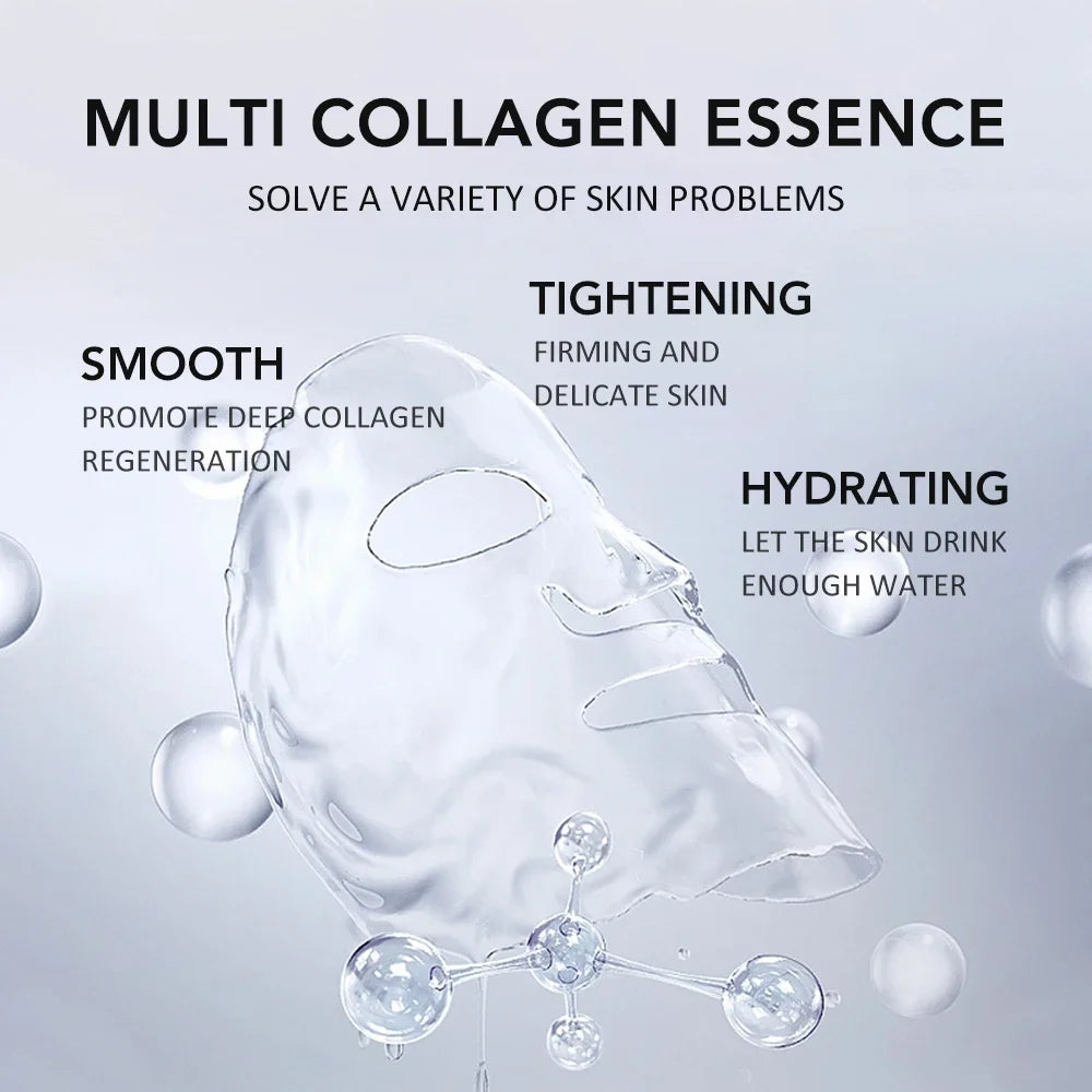 5PCS Collagen Face Masks Deep Hydrating Moisturizing Brightening Firming Skin Facial Masks Split Sheet Mask Korean Skin Care Peaceful Pleasures Health and Wellness