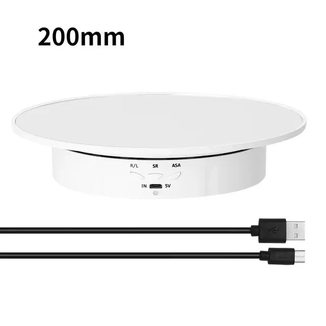 200mm 3 Speeds Photography Rotating Display Stand 360 Electric Rotating Product Display Turntable For Video Shooting Peaceful Pleasures Health and Wellness 200mm white Suede