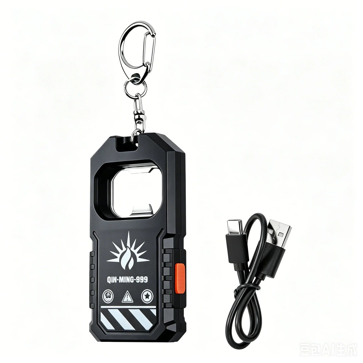 COB LED Keychain Flashlight USB-C Rechargeable + Bottle Opener