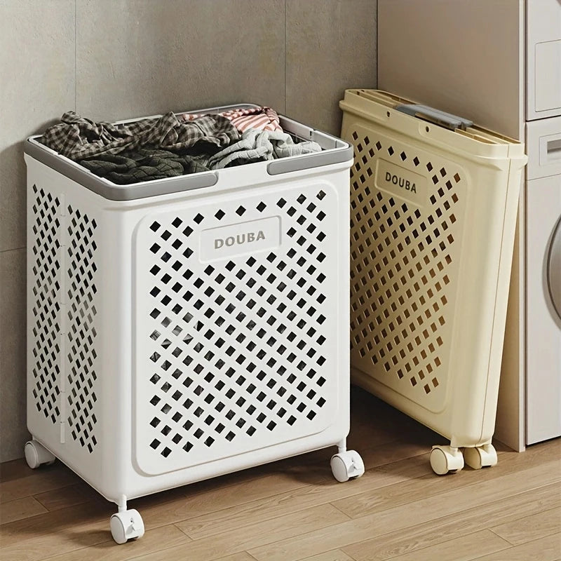 Foldable Storage Basket with Wheels & Handles | Rolling Bin