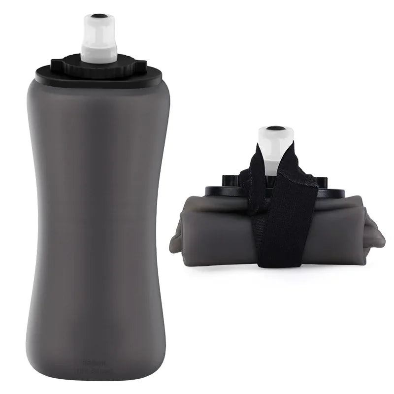 Foldable Wrist Water Bottle 12oz/350ml Hands-Free Silicone Sports Bottle BPA-Free Leakproof Running/Cycling/Climbing Hydration Peaceful Pleasures Health and Wellness