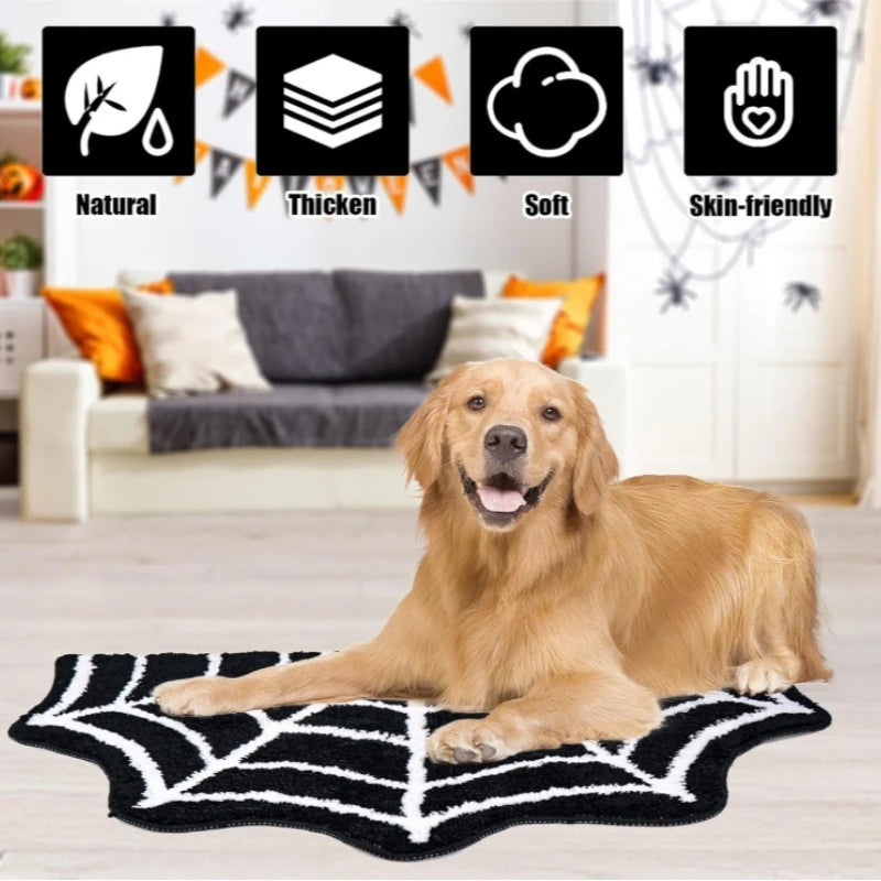 Halloween Non-Slip Doormat | Pumpkin & Spider Web Rug