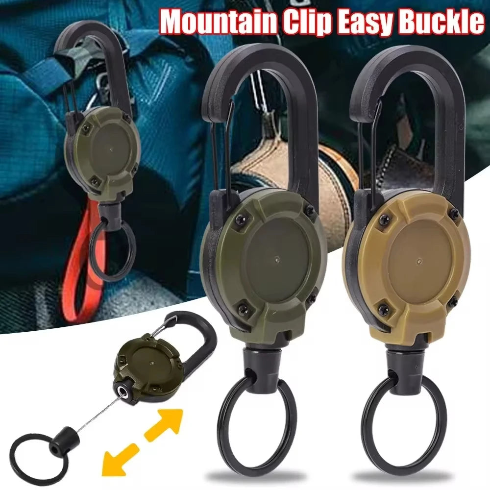 Heavy Duty Retractable Carabiner Durable Steel Wire Rope Spring Key Ring Anti-lost Buckle for Climbing Travel Camping Gear Peaceful Pleasures Health and Wellness