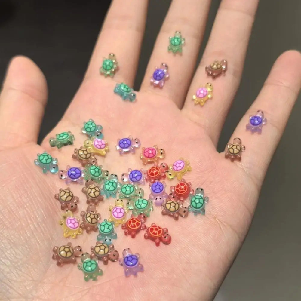 100Pcs Mixed Resin Turtle Nail Art Rhinestones Peaceful Pleasures Health and Wellness