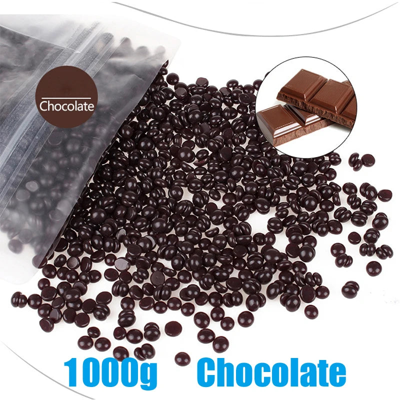 1000g Depilatory Wax Beans Hot Film Painless Waxing Beads Hard Wax Beans Heating Wax Machine Bikini Face Legs Body Hair Removal Peaceful Pleasures Health and Wellness 1000g Chocolate