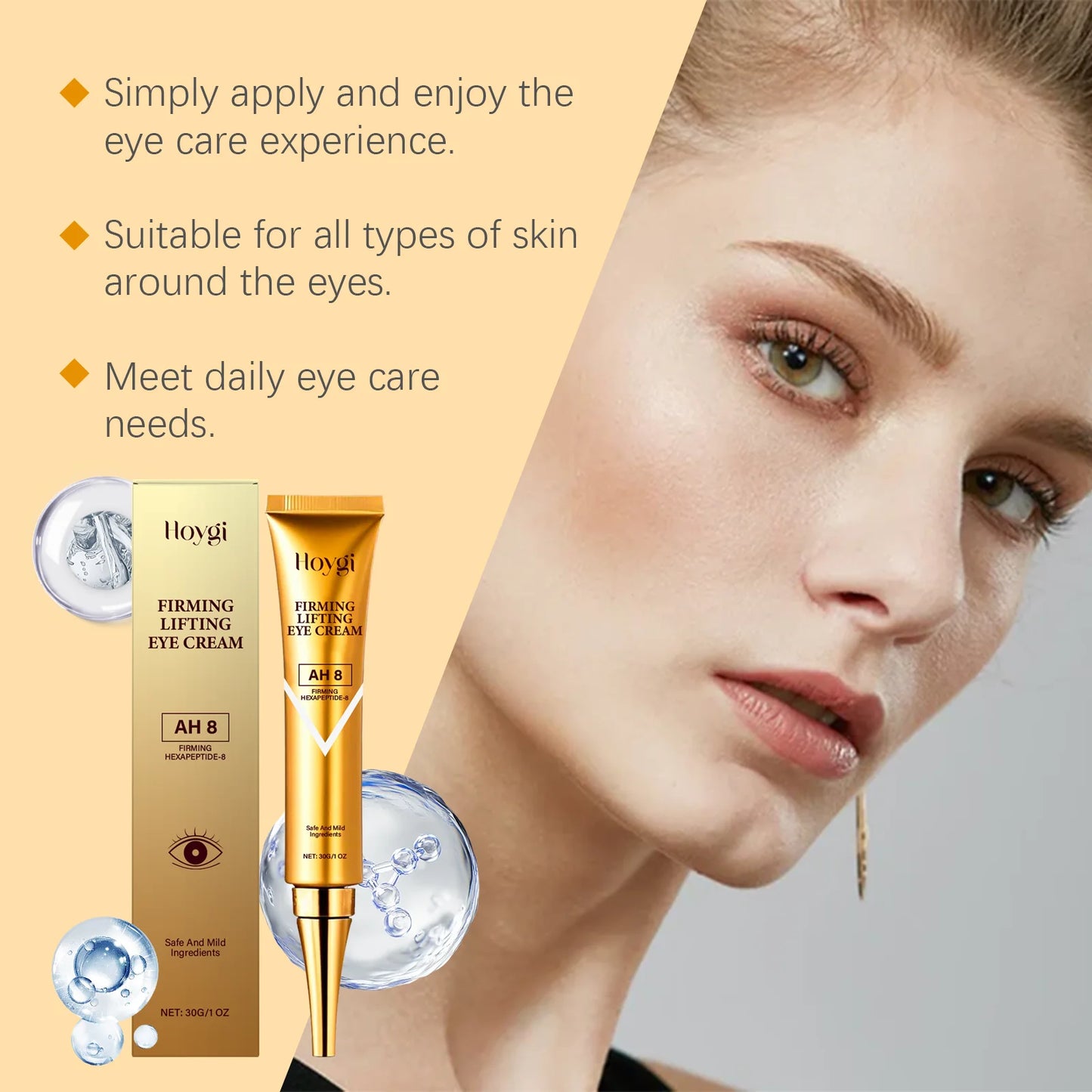 Peptide Eye Care Cream Reduce Eye Fine Lines Lightening Dark Circles Eye Bags Removal Anti Puffiness Firming Lifting Eye Cream Peaceful Pleasures Health and Wellness