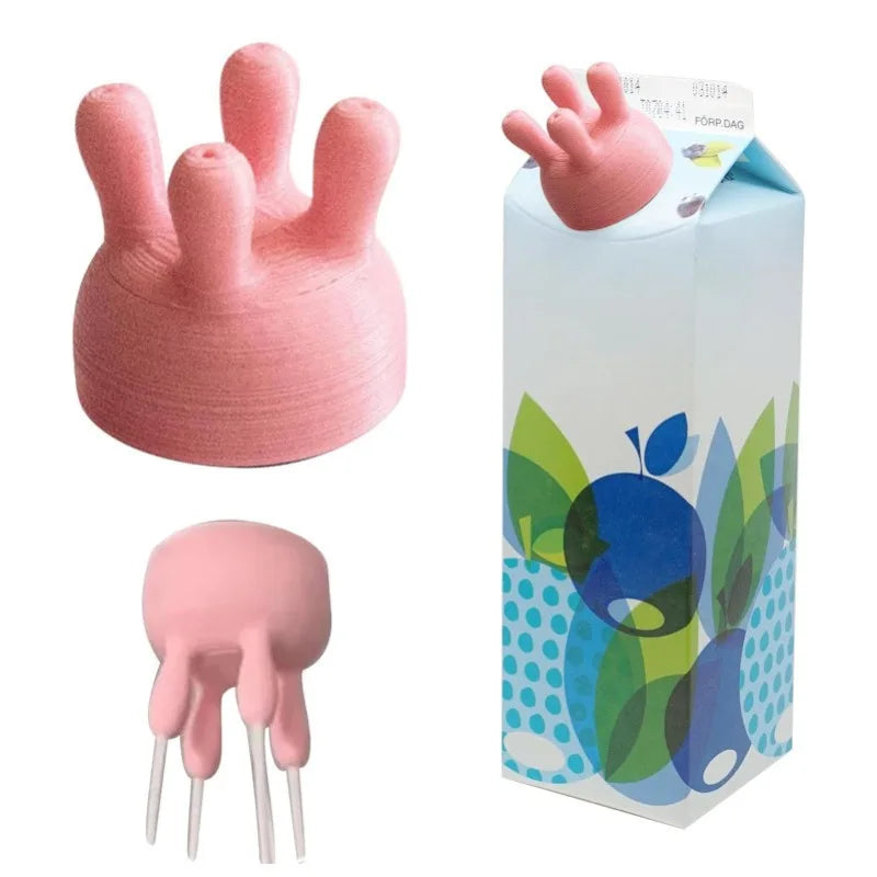 3D Printed Cow Milk Box Lid – Cute Reversible Carton Cap Novelty Kitchen Lid Peaceful Pleasures Health and Wellness