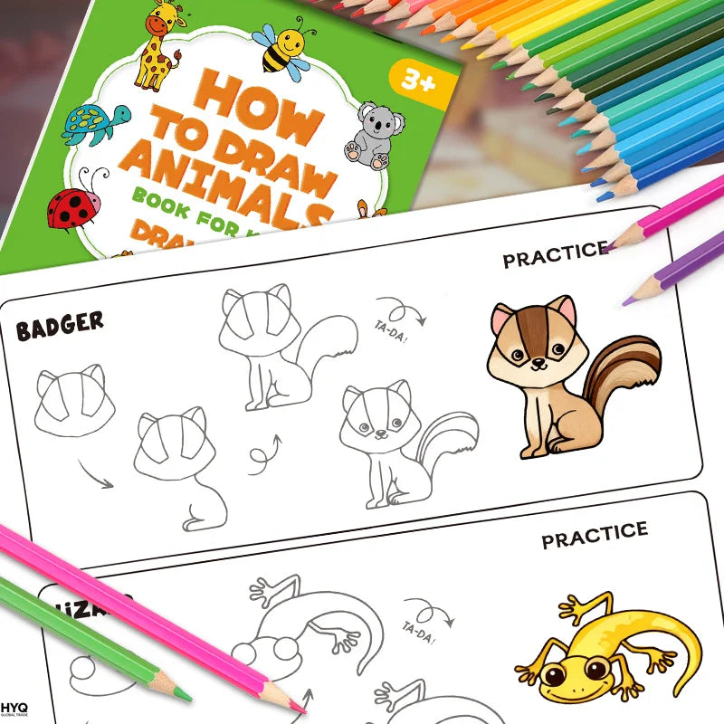 How Draw Animals Step-by-step Drawing Book- Learning Painting Perfect