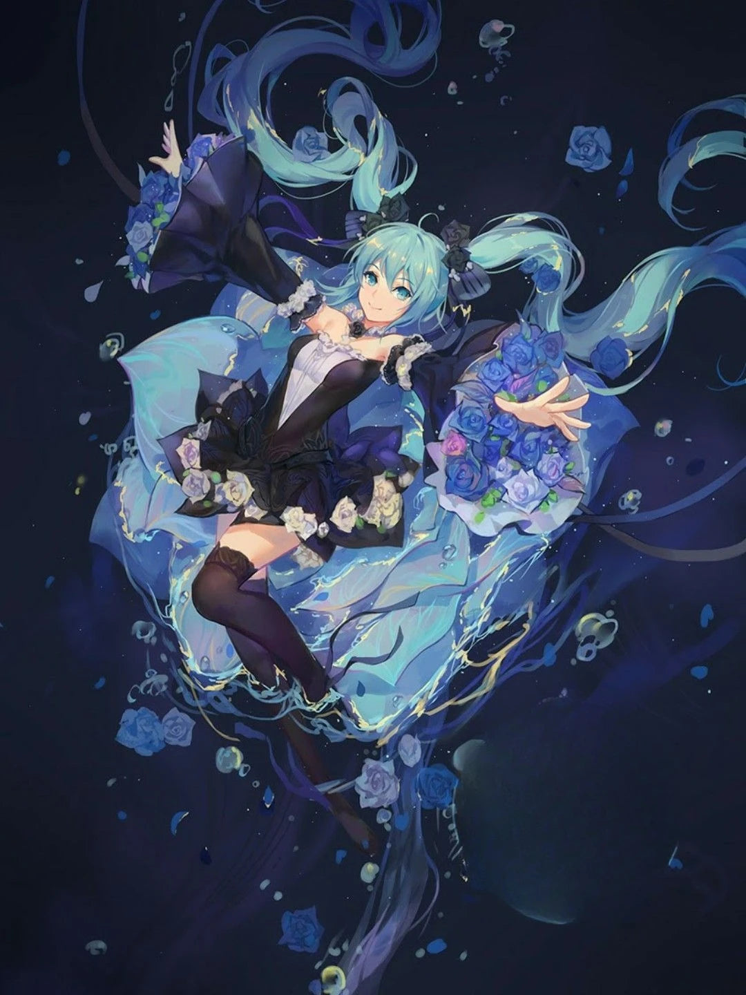 Amine H-Hatsunes-M-Miku Girls Poster Hatsune Miku art decoration Wall Art Sticker For Bar Living Room Decor Gift Peaceful Pleasures Health and Wellness 12-1PC 40x50cm