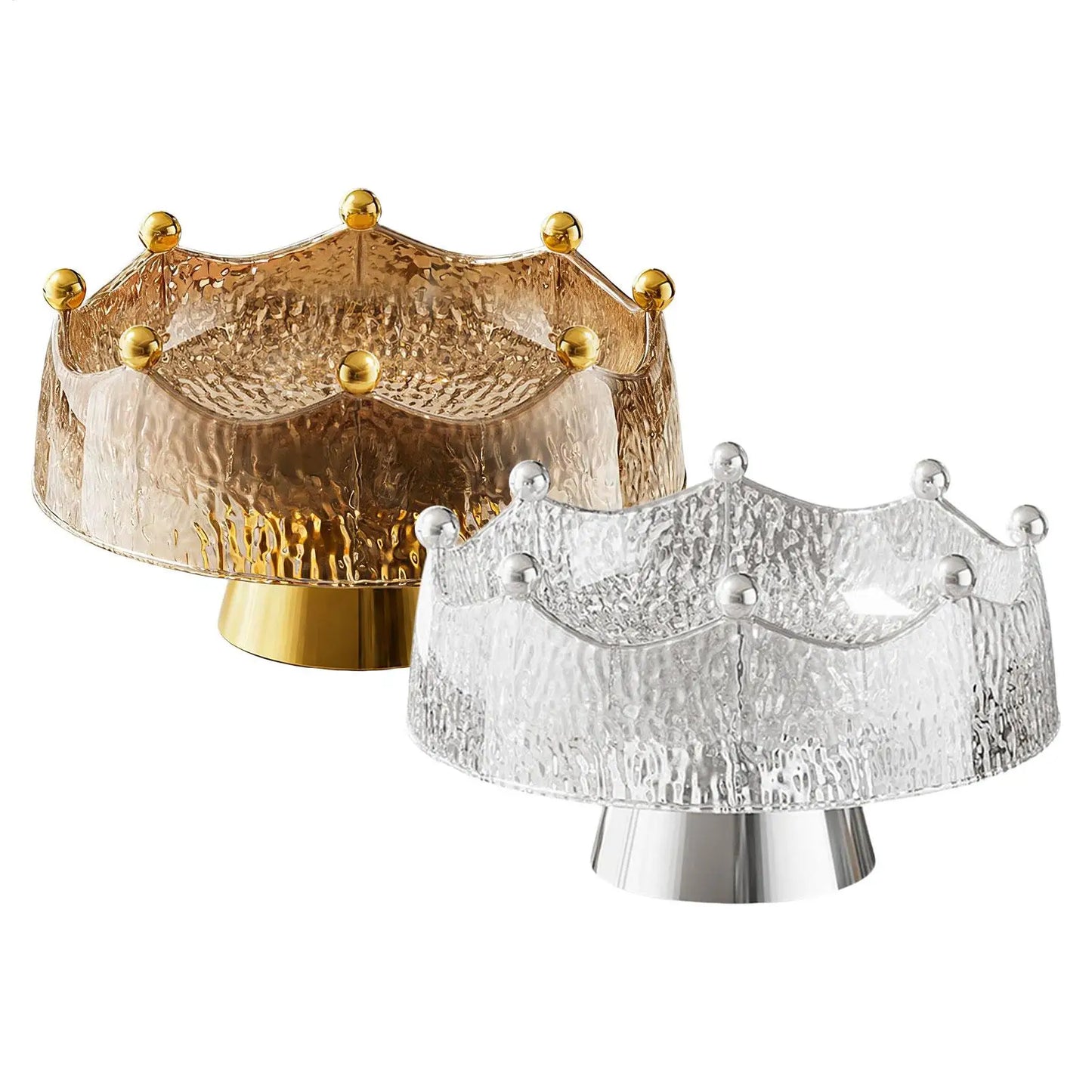 Luxury Fruit Bowl with 8 Forks | Golden Decorative Serving Tray