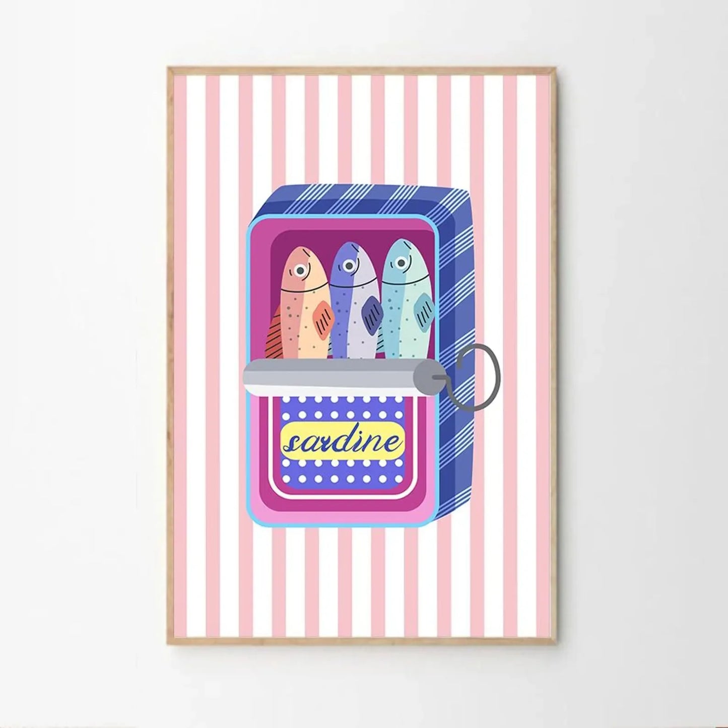 Pink Canned Sardines Canvas Print Sardine Fisherman Aesthetic Wall Art Poster for Modern Living Room Kitchen Home Decor Gifts Peaceful Pleasures Health and Wellness CT-69-9 40x50cm Unframed