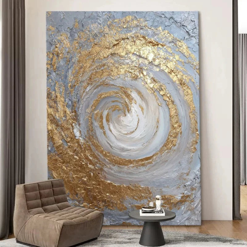 Nordic Hand Painted Canvas Oil Painting Abstract Gold Foil Poster Wall Art Picture Home Decor Hanging Mural For Living Room Peaceful Pleasures Health and Wellness