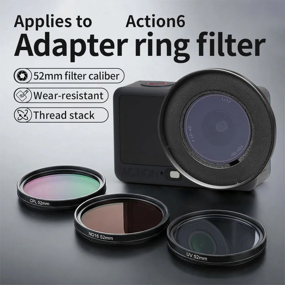 52mm ND & CPL Filters Set For DJI Osmo Action6 Neutral Density Camera Lens ND Filter And Filter Adapter Ring Peaceful Pleasures Health and Wellness