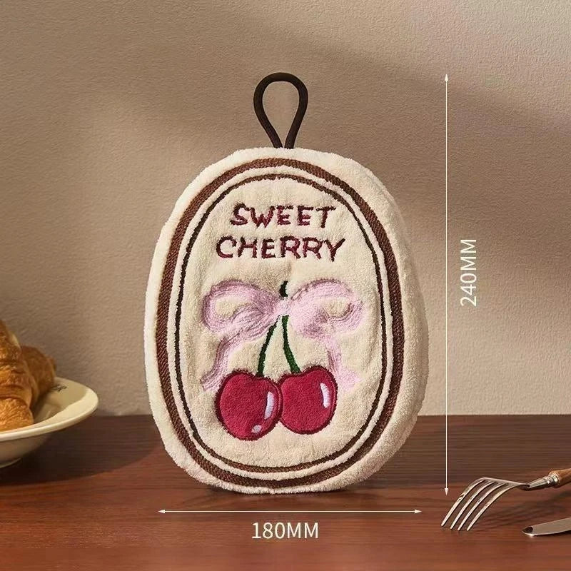 Cute Hanging Hand Towel Absorbent Thickened Kitchen Rag Bathrooms Towel High Appearance Coral Velvet Hand Towel Home Daily Use Peaceful Pleasures Health and Wellness A2