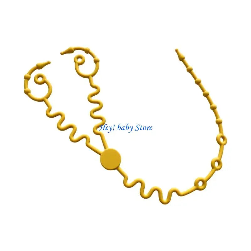 2-in-1 Silicone Pacifier Chain Strap & Teether Link Anti-Lost Pacifier Clip Strap Peaceful Pleasures Health and Wellness Yellow China Mainland