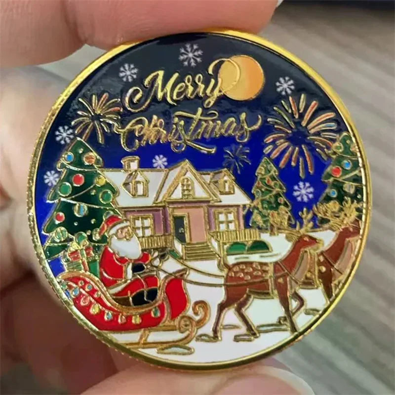 Merry Christmas Gold Metal Commemorative Souvenir Coin