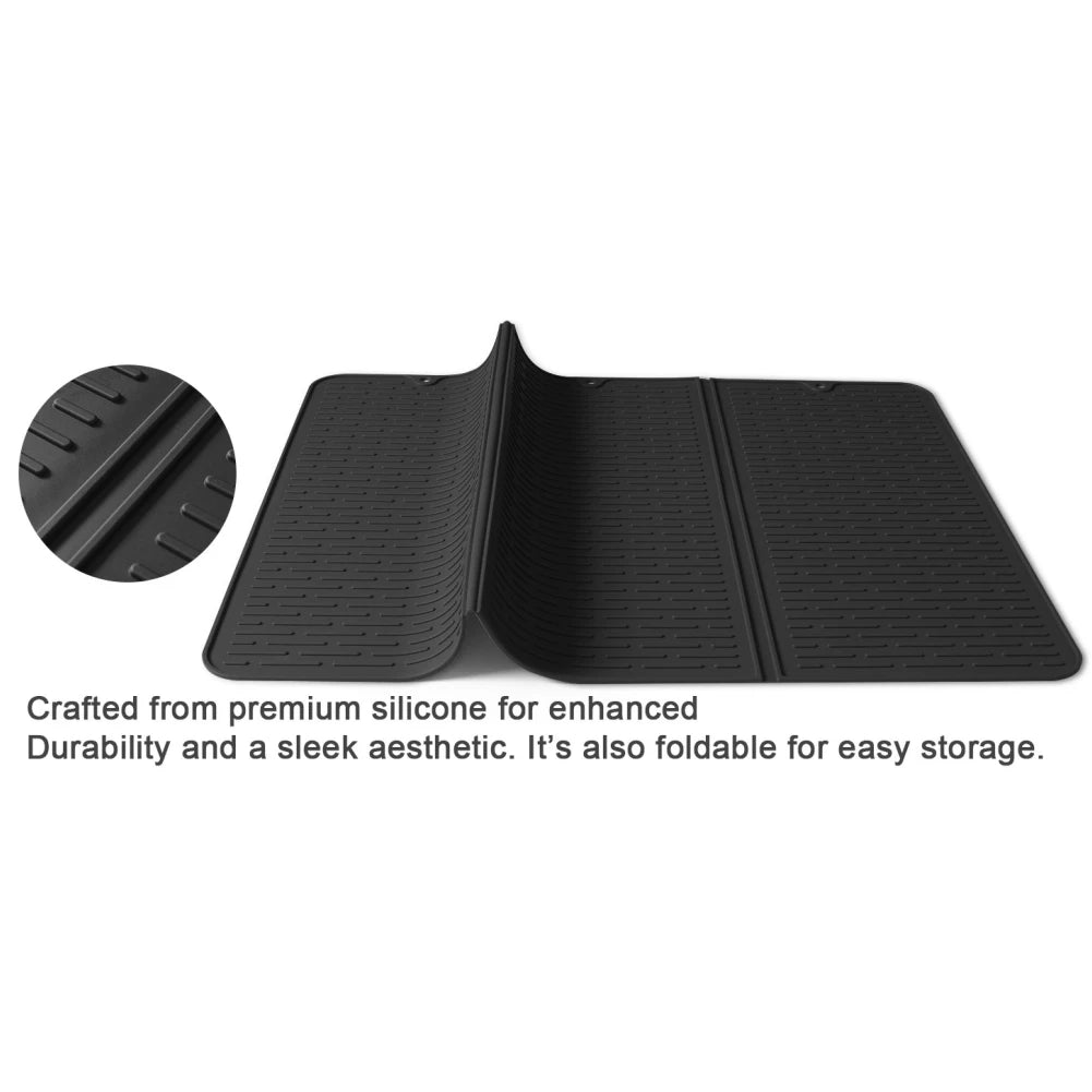 Silicone Dish Drying Mat Foldable Drain Pad Non-slip Kitchen
