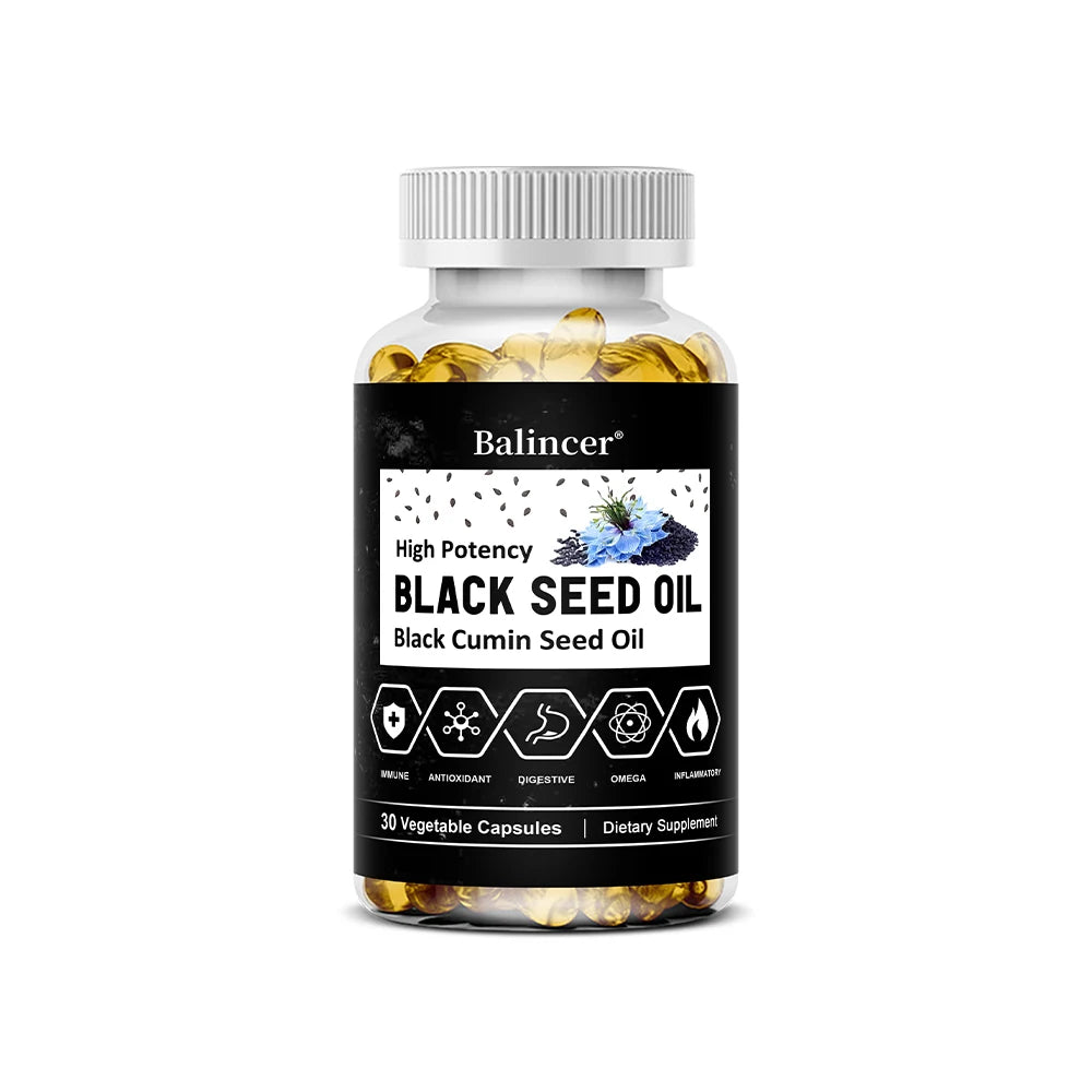 Black Seed Oil Capsules, Supports Overall Health | Boosts Immune System, Improves Digestion, Antioxidant, Non-GMO, Gluten-Free Peaceful Pleasures Health and Wellness 30 count-1 bottle