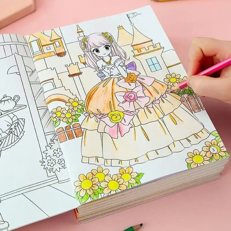 6Books Princess Coloring Book Kids Girls Primary School Students'