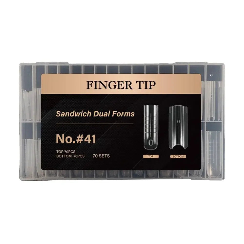 140/280Pcs Sandwich False nails Dual Forms Nail Mold for Quick Nails Extension 14 Sizes Plastic Nail Form Tools Nail Art Design Peaceful Pleasures Health and Wellness NO 41