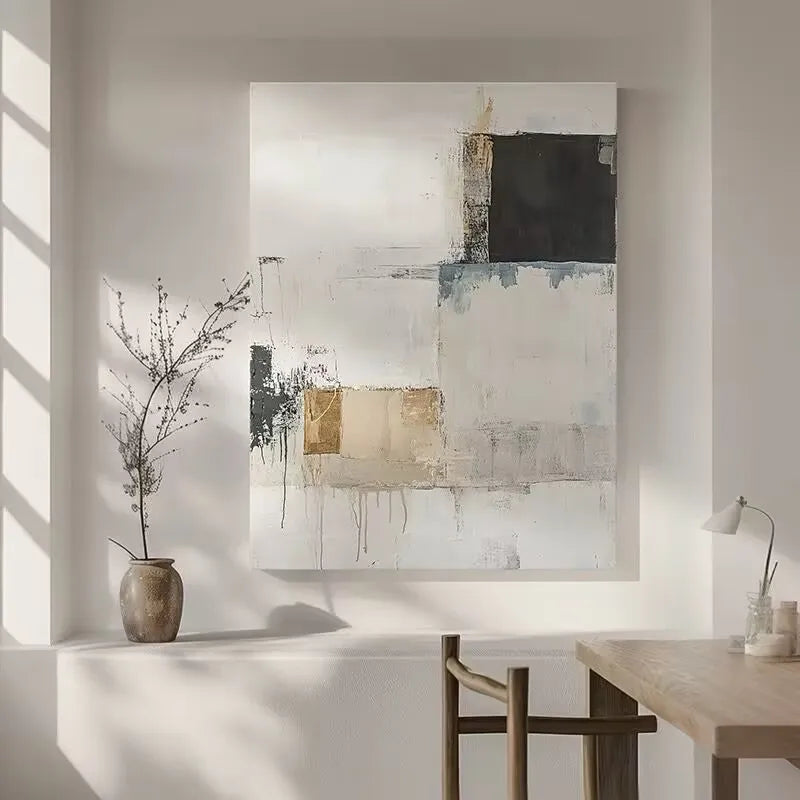 Abstract Hand Drawn Black White Gray Artistic Texture Hanging Painting,Modern Frameless Canvas Oil Painting,Hanging on Sofa Wall Peaceful Pleasures Health and Wellness