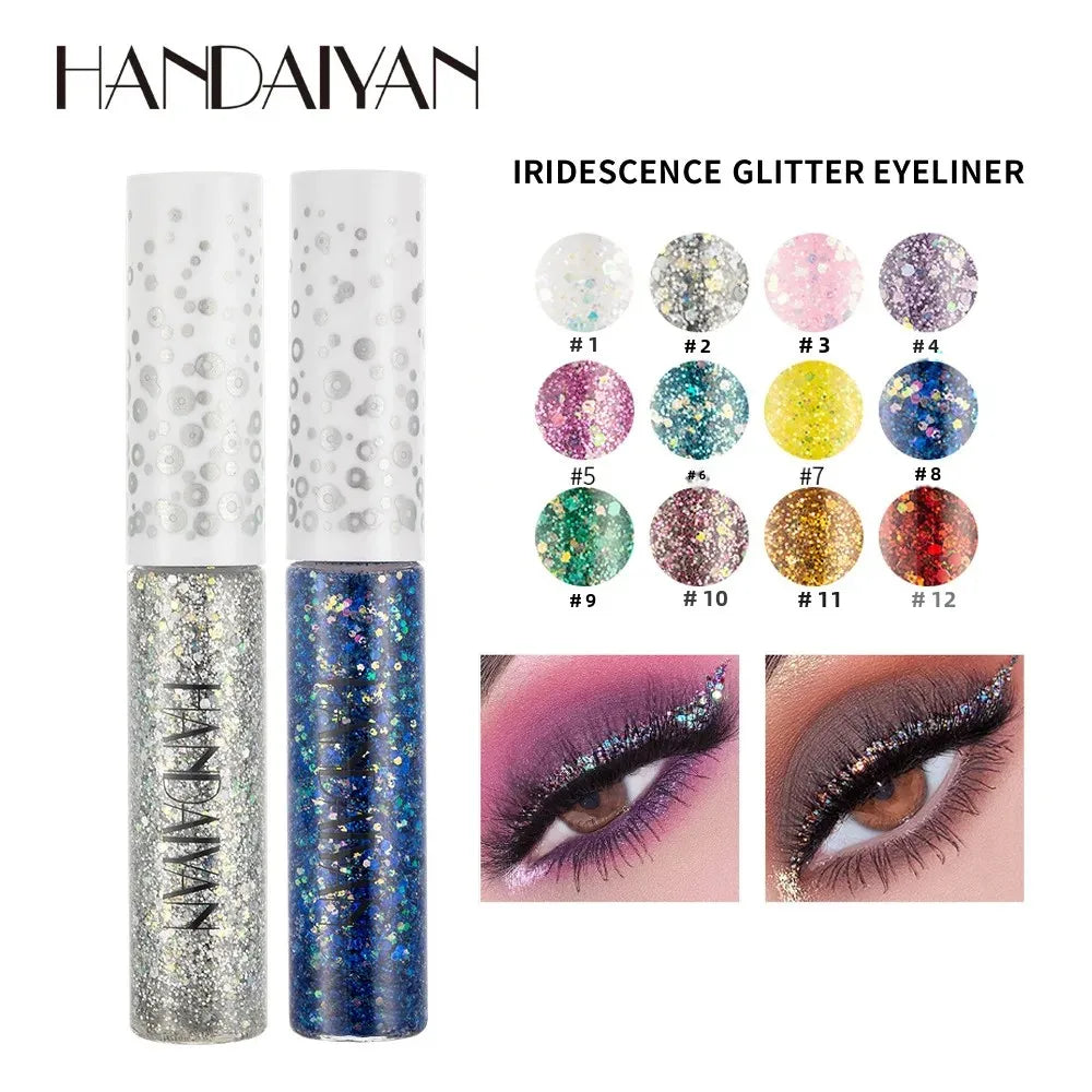 12-Piece Glitter Eyeliner Set – Waterproof Shimmer Diamond Makeup