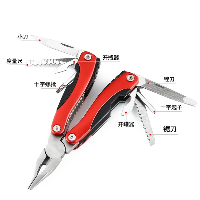9-in-1 Stainless Steel Multi-Tool Plier for Camping & Outdoor