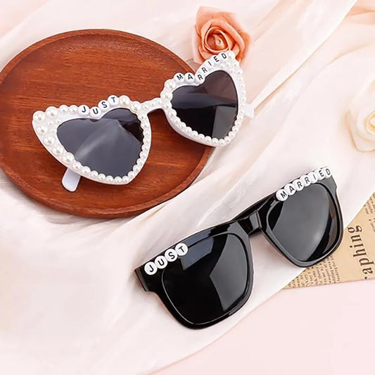Just Married Bride & Groom Glasses | Wedding Party Accessories Wedding Party Glasses Peaceful Pleasures Health and Wellness