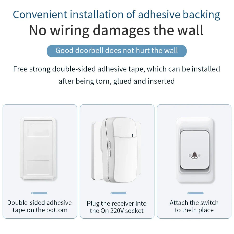 Wireless Doorbell Kit – Waterproof, 150M Range, 32 Songs