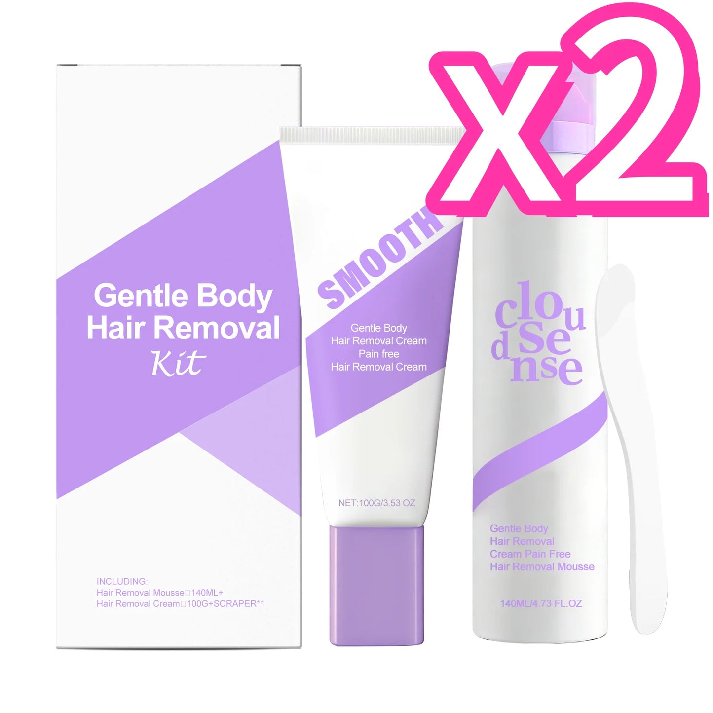 Smooth Body Hair Removal Kit Painless Removal Effective Repair After Shave Discomfort Easy Operate Full Body Use Hair Remove Set Peaceful Pleasures Health and Wellness 2 Set