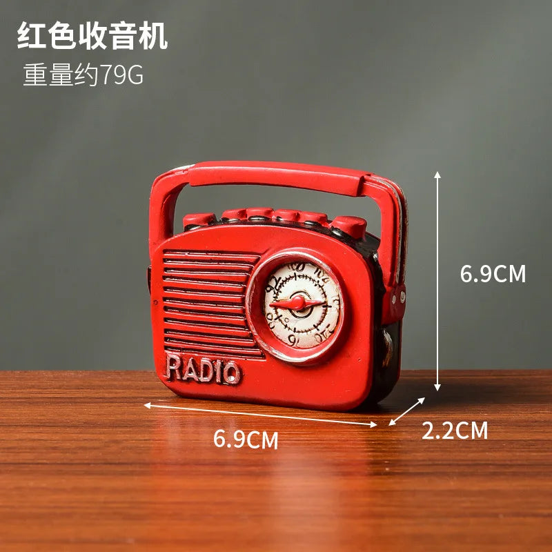 Retro Resin Phonograph Mini Ornament Nostalgic Home Decor Craft Photography Prop Camera Accessories Small Figurine fairy garden Peaceful Pleasures Health and Wellness Red Radio