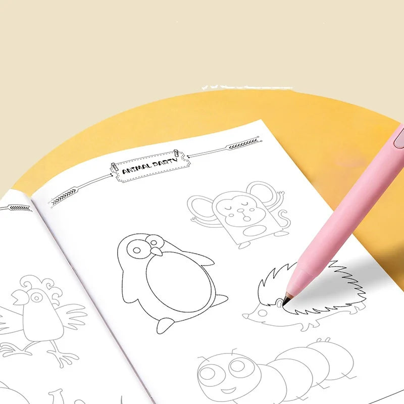 Children Simply Drawing Tracing Book Cartoon Line Draft Painting