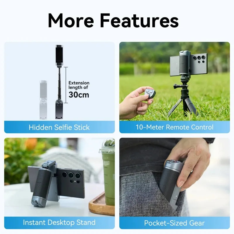 TELESIN Phone Camera Multifunction Selfie Handle Bluetooth Phone Stand Selfie Extendable Selfie Stick Detachable Remote Shutter Peaceful Pleasures Health and Wellness