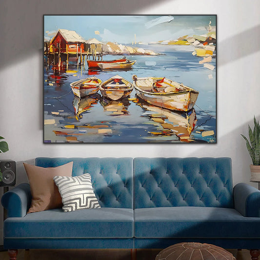 Retro Sailing Boat Canvas Wall Art | Abstract Sea Landscape Print Canvas Wall Art Print Peaceful Pleasures Health and Wellness
