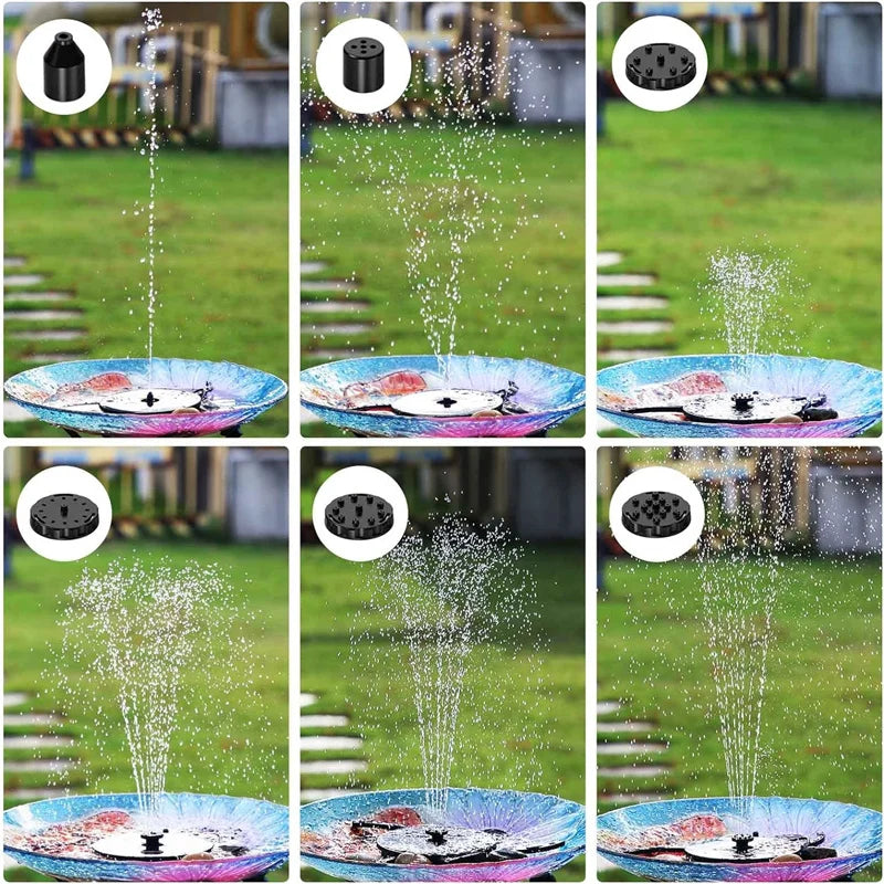 2.5W Solar Fountain Pump – 6 Nozzles, Bird Bath & Pond