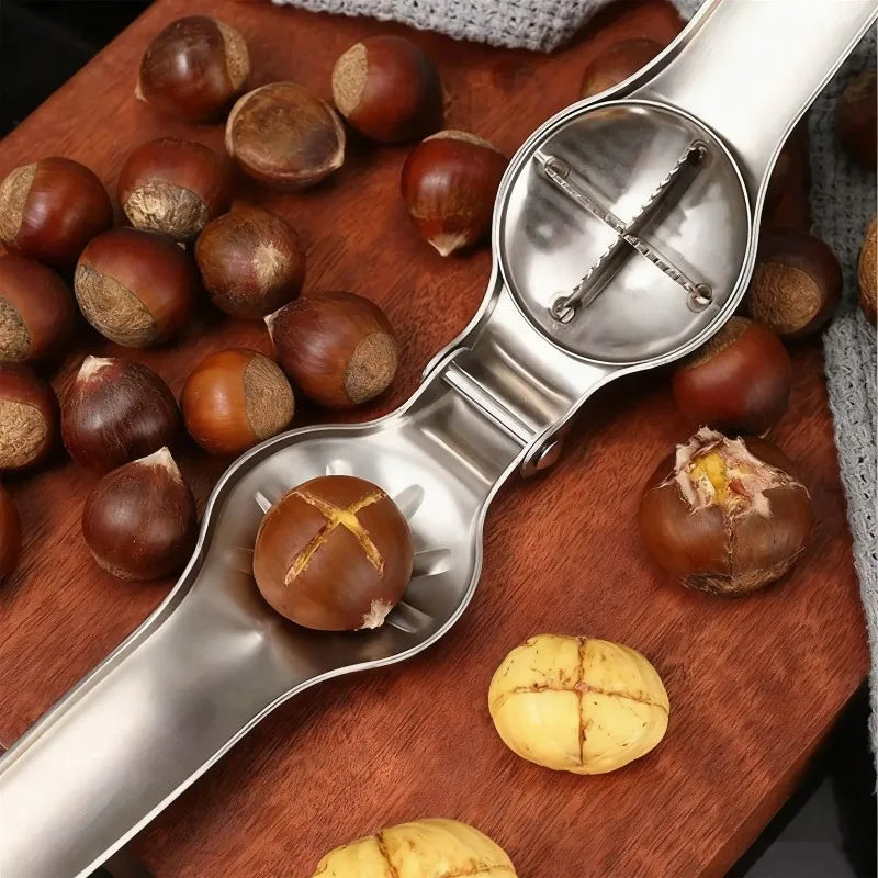 Stainless Steel Bottle Opener and Cutter for Home Use, Chestnut Tool, Kitchen Gadget, High Quality, 2 in 1 Peaceful Pleasures Health and Wellness