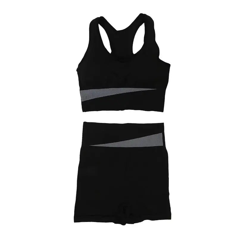 Yoga Suit Set Peach Color Fast Drying High Waist and Hip Lifting Fitness Set Running Shock-absorbing Exercise Set For Women Peaceful Pleasures Health and Wellness black S