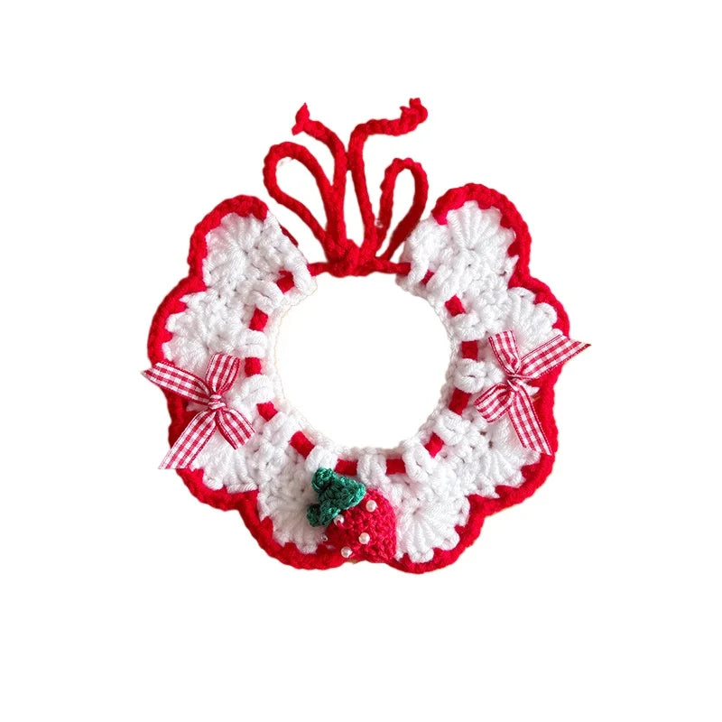 1pc Spring pet scarf knitted cat scarf cute dog bib strawberry accessory bib pet supplies accessory Peaceful Pleasures Health and Wellness