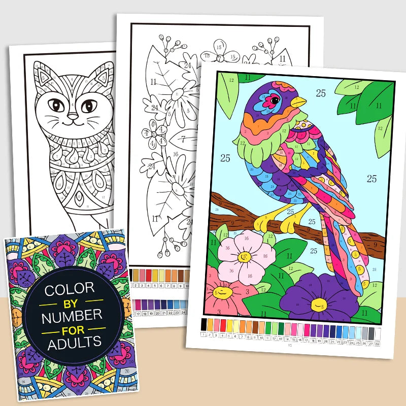 Number Adults Coloring Book 32 Pages Floral Mandala Design Stress