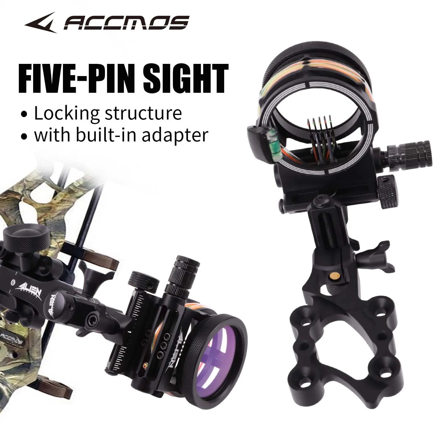 Compound Bow 5-Pin Archery Sight 2x 4x 6x 8x Magnification Optional
