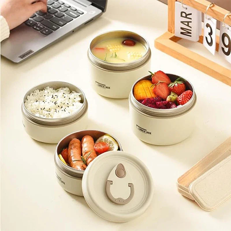 Insulated Lunch Container Set – 3 Stackable Stainless Steel Bento Boxes with Bag Peaceful Pleasures Health and Wellness