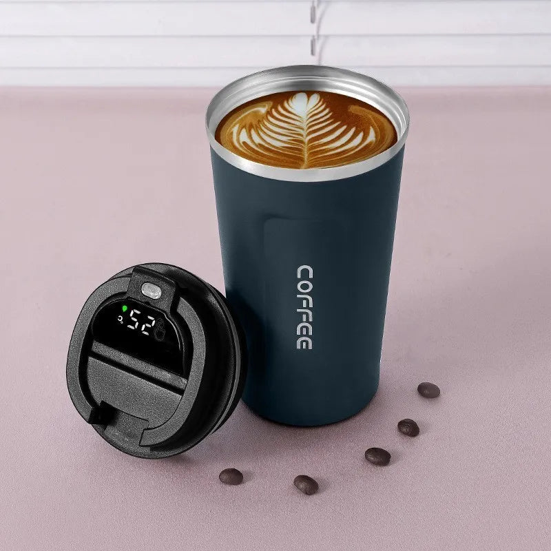 Coffee cup with temperature display, car insulation cup, 510ML travel insulation cup, suitable for hot beverages, tea, coffee, m Peaceful Pleasures Health and Wellness Digital version 2 500ml