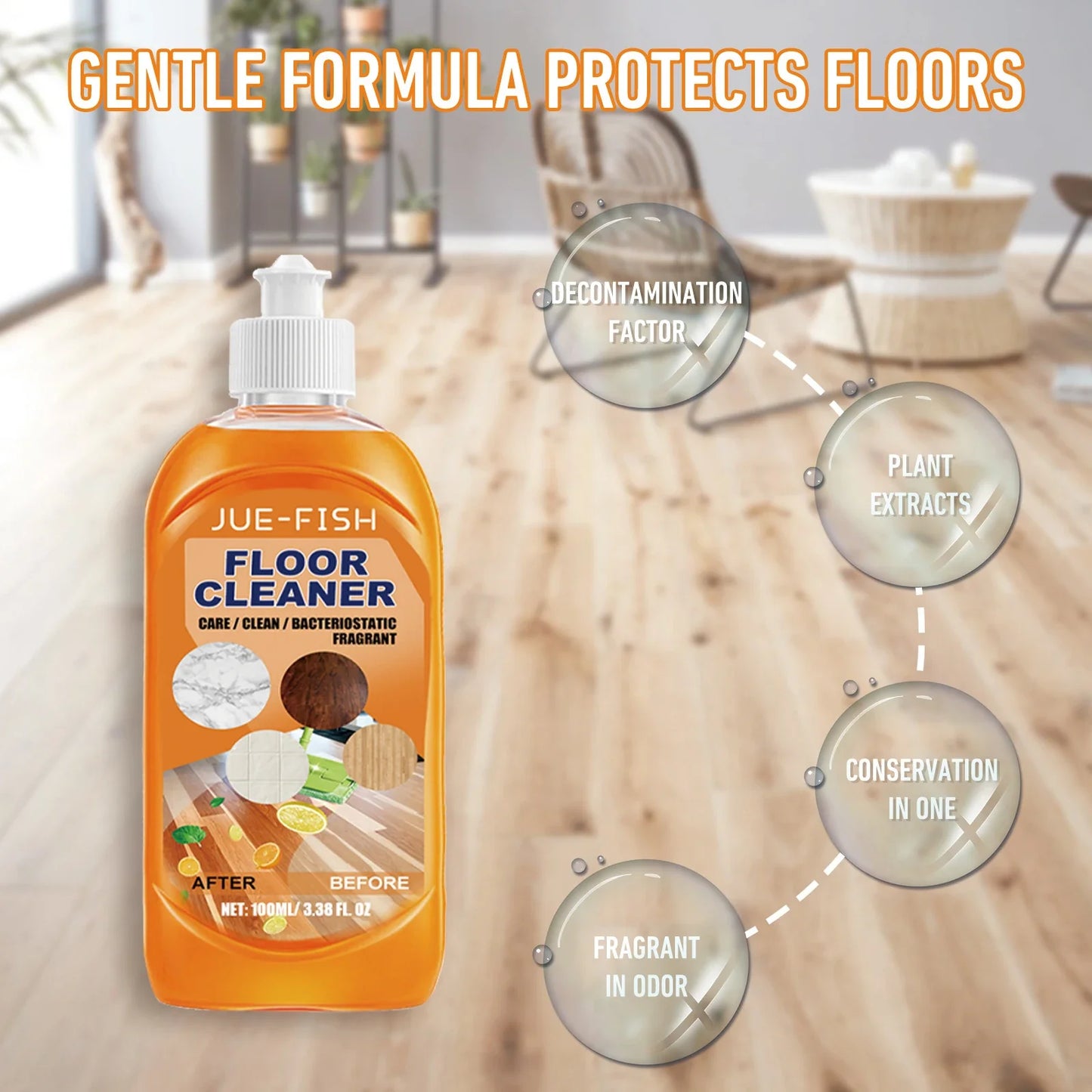 Jue Fish Floor Cleaner – Wood, Tile & Laminate Descaler