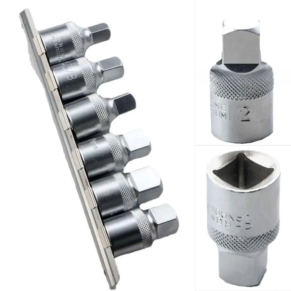 6-Pc Oil Drain Plug Socket Set | 1/2" Square Drive Auto Tool