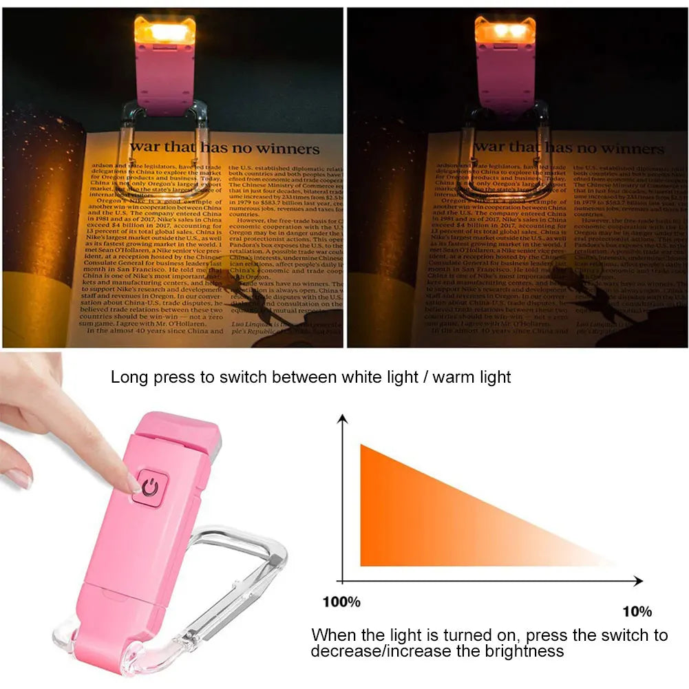 USB Rechargeable Folding Book Light – 3 Colors & Dimming