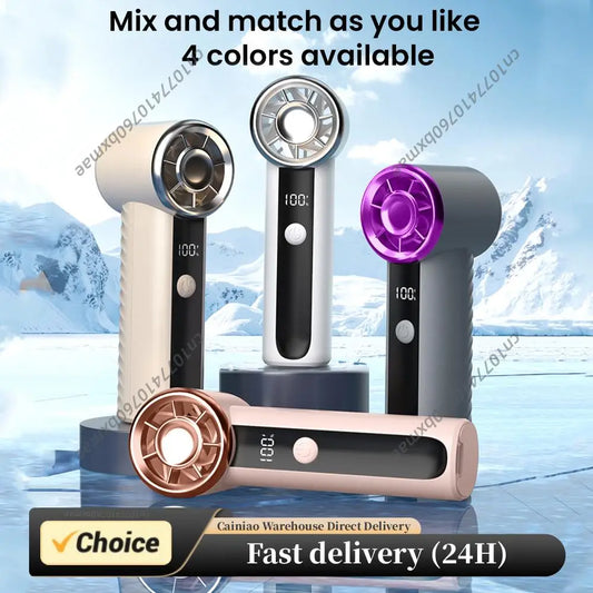 Portable Handheld Turbo Fan Rechargeable Personal Fan 100 Speeds 16000 RPM Portable Fan Travel Essentials Gifts for Women Men Peaceful Pleasures Health and Wellness