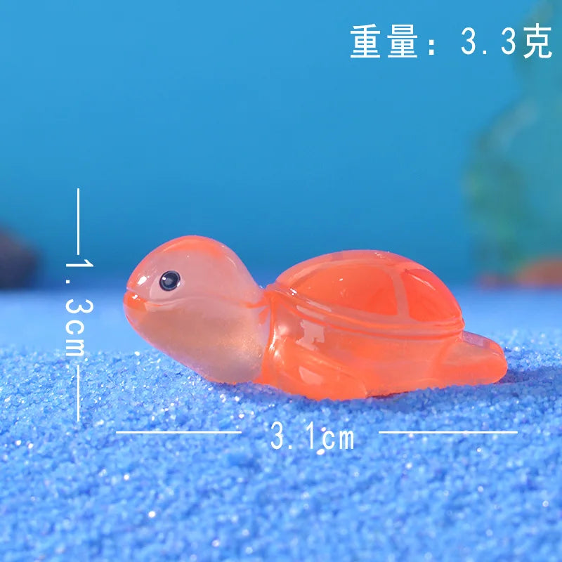 1PCS Resin Glow Turtle Mini Ornaments DIY Craft Supplies Aquarium Decor Christmas Party Birthday Wedding Home Decor Gifts fairy Peaceful Pleasures Health and Wellness orange