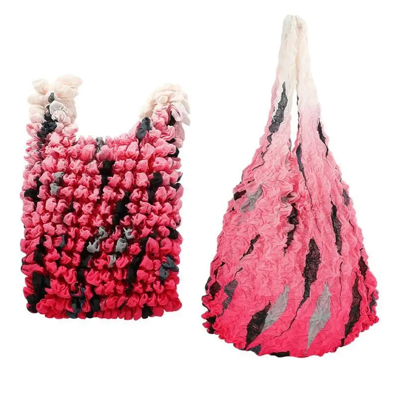 Pleated Foldable Shopping Bag – Large Capacity Stretch Handbag