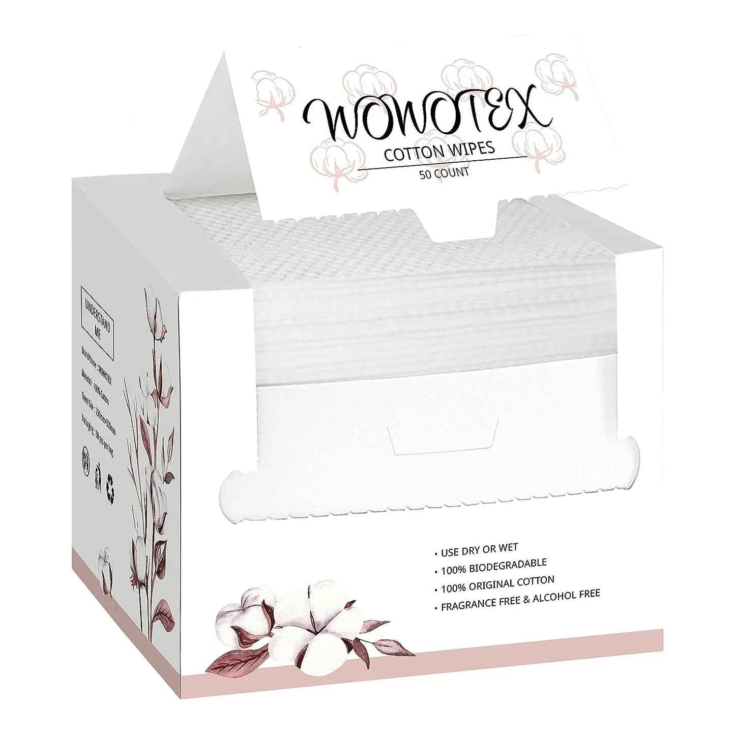 100% Cotton Disposable Face Towels – 50ct Biodegradable Wipes